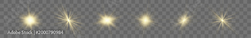 Foto Set of sun icons with glossy shine and radiant golden glow