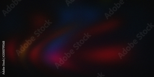 Vászonkép Dark abstract light leak background featuring soft red and blue glows on black surface with vintage film grain and texture