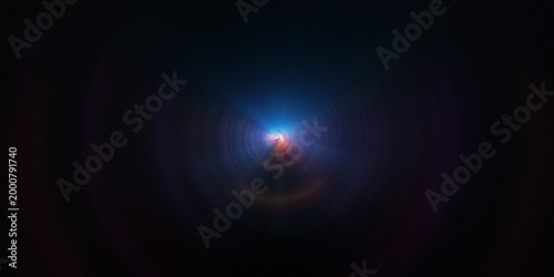 Fotografie Dark background with a central radiating light effect and concentric rings, creating a mysterious focal point