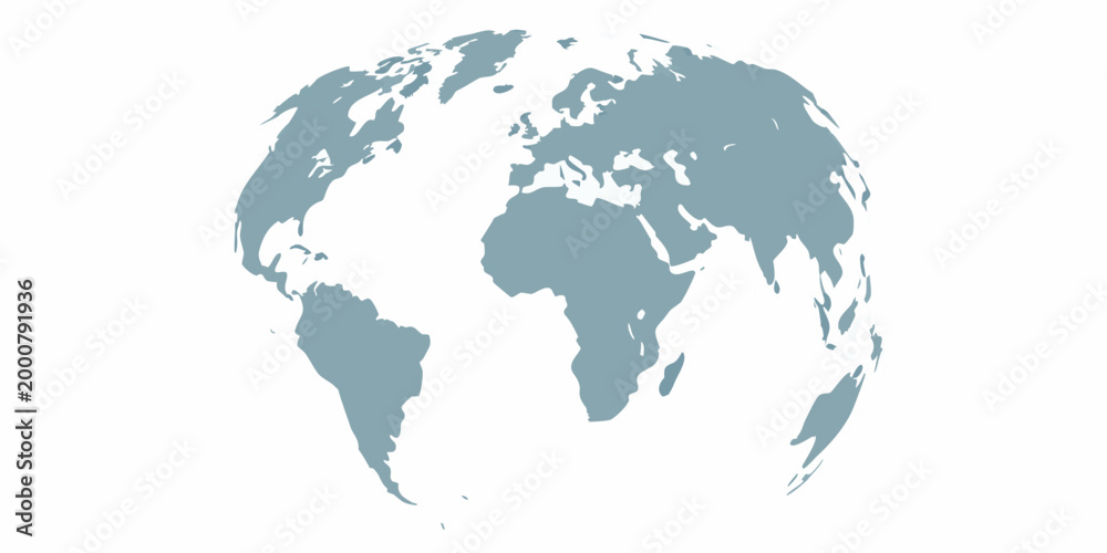 Naklejka premium Stylized world globe illustration with continents and oceans depicted in blue
