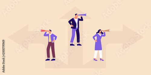 Business professionals looking toward the future with optimism and strategic vision