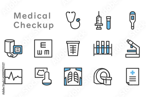 健康診断・検査のシンプルイラストアイコンセット