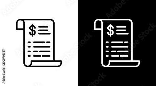 Receipt White Icon Set Design