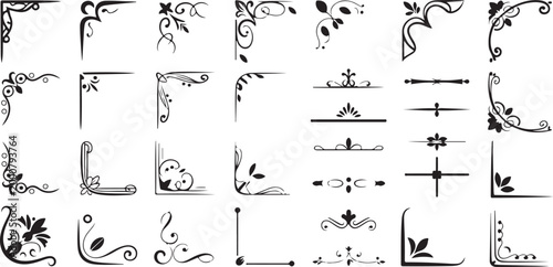 Set of 20 vintage floral corner frame elements vector