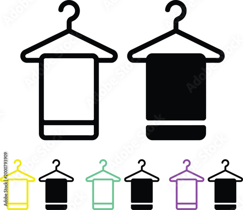 Variations of hanging garment bags on hangers shown in different colors and styles