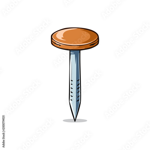 Simple Illustration of a Round Headed Metal Pushpin Against White