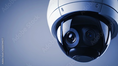 High-Tech Security Surveillance Camera with Dual Lenses Captured in Close-Up, Showcasing Modern Design and Advanced Technology for Video Monitoring