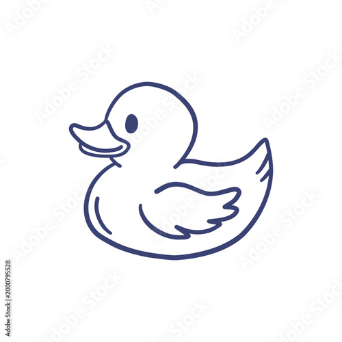 Εκτύπωση καμβά Rubber Duck Doodle, Bath Toy Line Art Illustration