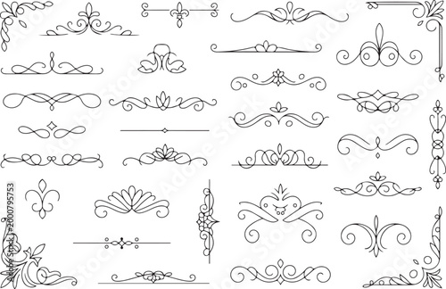 Set of 20 vintage ornamental dividers and frames vector