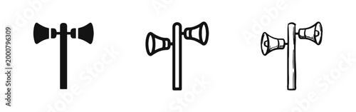 Outdoor Public Address Loudspeaker Icons Set for Emergency Alerts and Warning Announcements