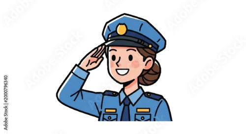 Cute officer saluting vector  , white background 
