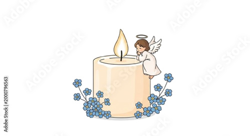 Adorable remembrance candle   vector  , white background 