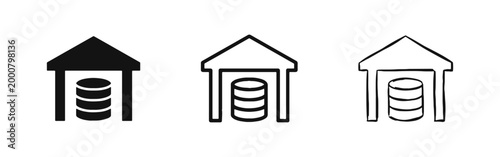 Data Center or Bank Storage Icon Set