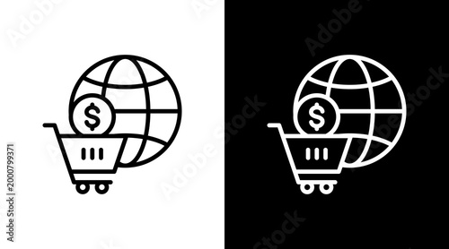 E-Commerce Globe White Icon Set Design