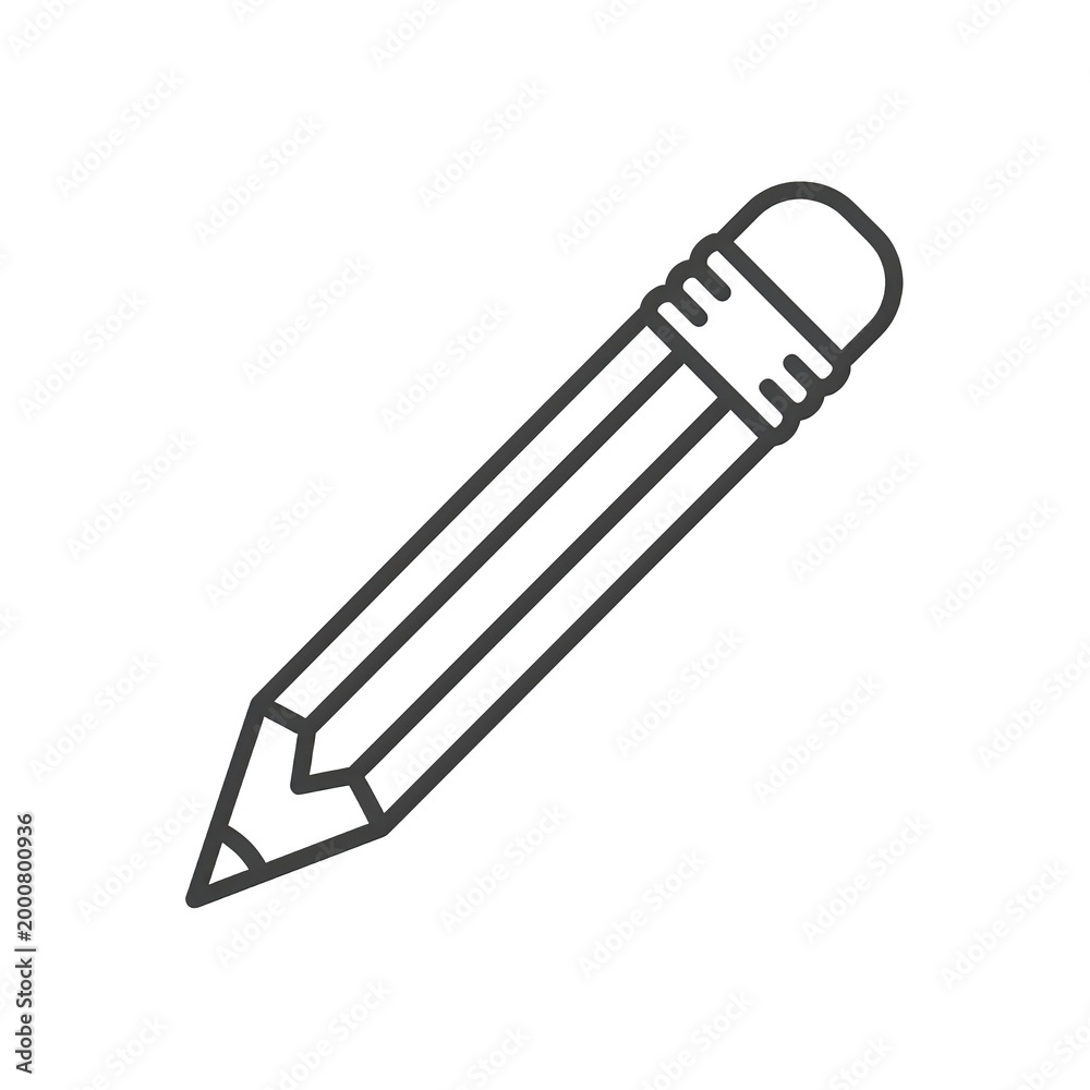 Fototapeta premium Classic Wood Pencil with Eraser Outline