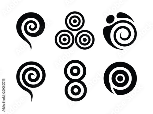Black celtic triskels vector set traditional irish breton scottish triple spiral symbols decorative heritage design