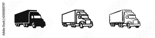 Fotografie Cargo truck semi-trailer icon set, logistics and transportation concept