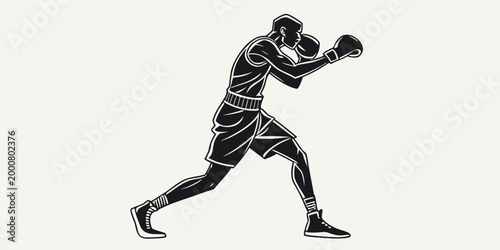 Bild auf Leinwand Boxer throwing a powerful punch with dynamic action pose graphic black and white