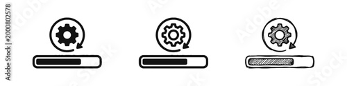 System loading and progress bar icon set, update and installation concept