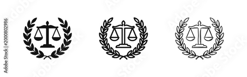 Law and justice scales icon set, legal and court concept