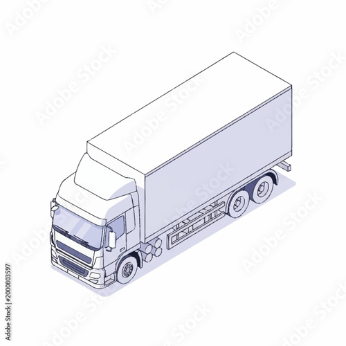 Modern Semi Truck Illustration Isolated on White Background.