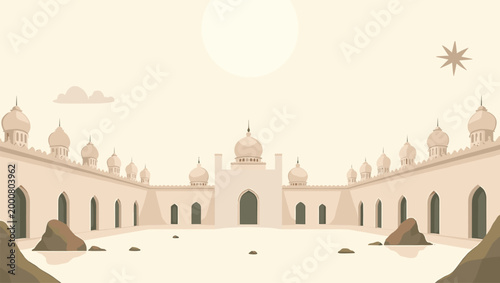 This minimalist illustration evokes a sense of calm and serenity, perfect for websites, branding, or as a background image suggesting exploration and 