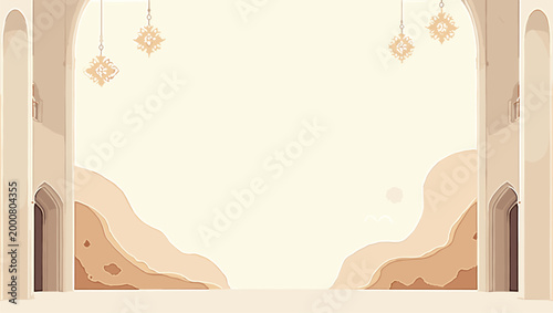 This image showcases a stylized architectural archway in warm, neutral tones. Perfect for backgrounds, representing history, design, or a sense of ent