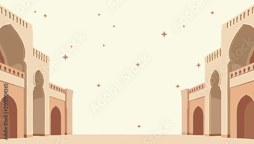 A minimalist illustration of an arched doorway and a column, evoking a sense of history and grandeur. Ideal for backgrounds, website designs, or art p