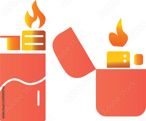 Gasoline lighter icon. Pocket lighter and ignition symbol. Vintage lighter icon. Vector illustration. Lighter icon. Flaming benzine lighter vector

