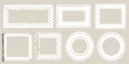 white lace like frames with intricate patterns on beige background high quality professional detailed modern