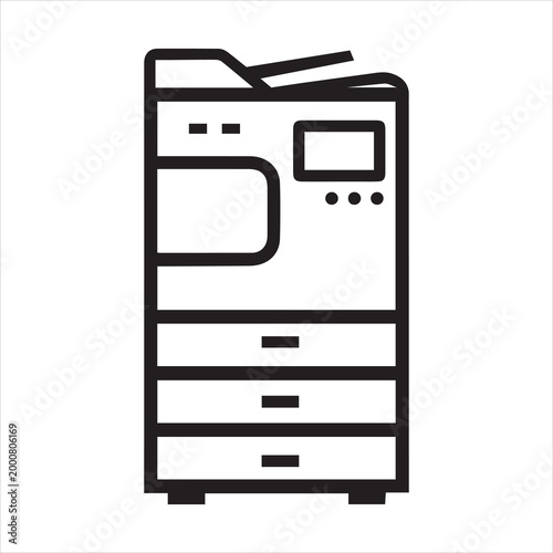 Office multifunction copier machine outline icon. Clipart image isolated on white background