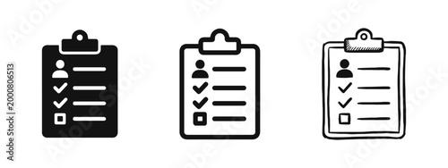 Foto User profile and checklist icon set with clipboard and person symbol