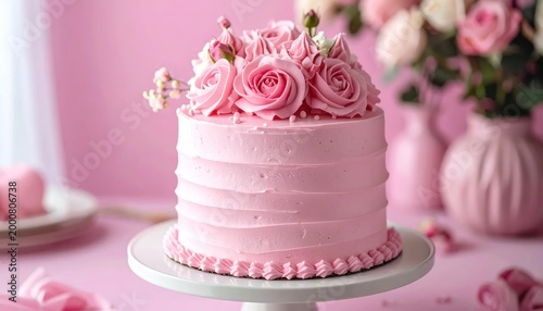 Elegant Pink Rose Cake for Celebrations.