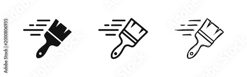 Fast painting and creative design icon set with paintbrush symbol