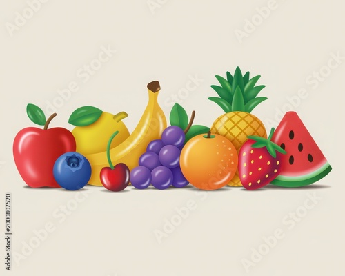 Colorful assortment of fresh tropical and citrus fruits displayed together