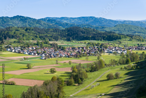 Landschaft bei Gemeinde Sexau im Landkreis Emmendingen (im Hintergrund Schwarzwald)