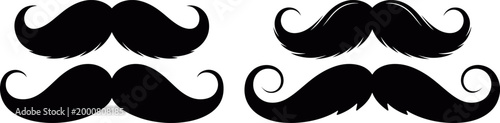 mustache styles silhouette collection vintage icon set, facial hair design icons classic mustache shapes, retro mustache silhouette vector icon collection set