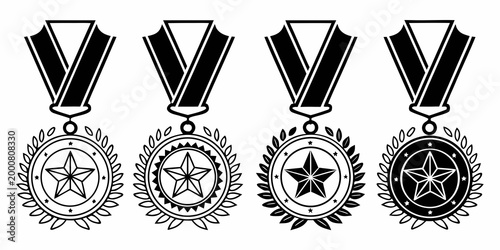 Bilde på lerret A series of military star medals and honorable achievement awards featuring deta
