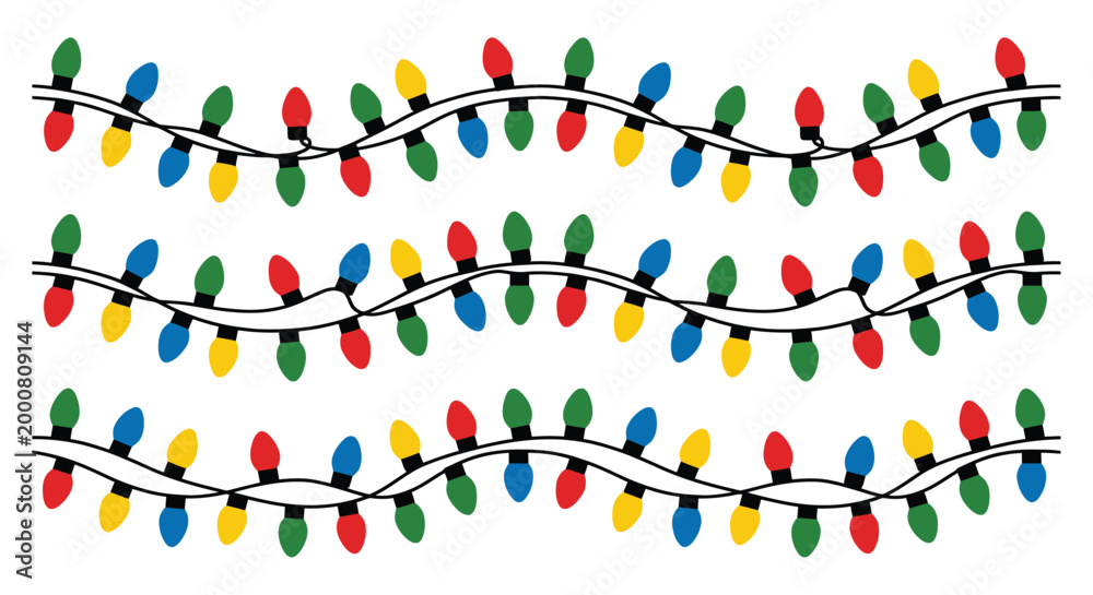 Fototapeta premium string lights with colorful bulbs on white background