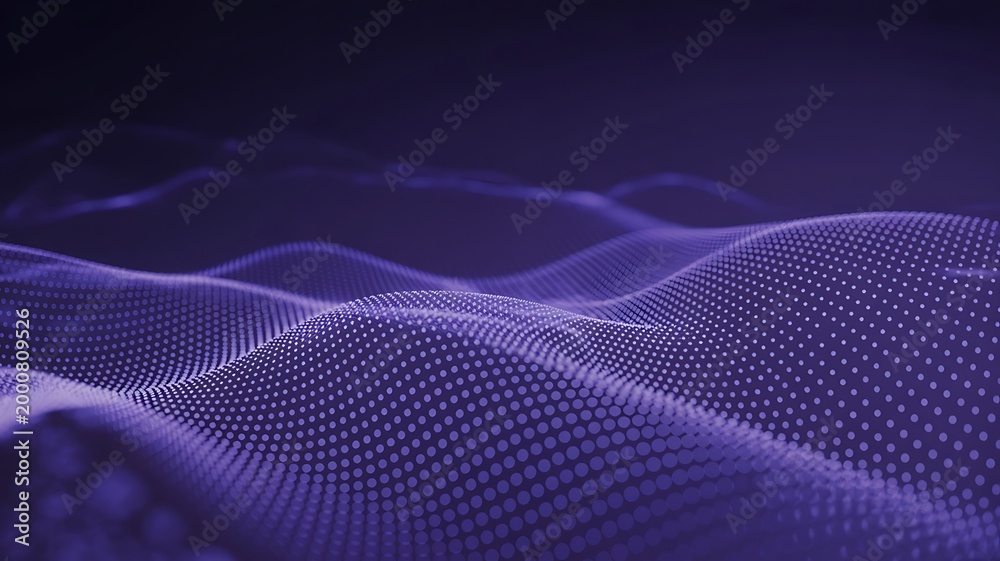 Obraz premium A mesmerizing purple wave pattern made of numerous small dots creating a dynamic visual effect