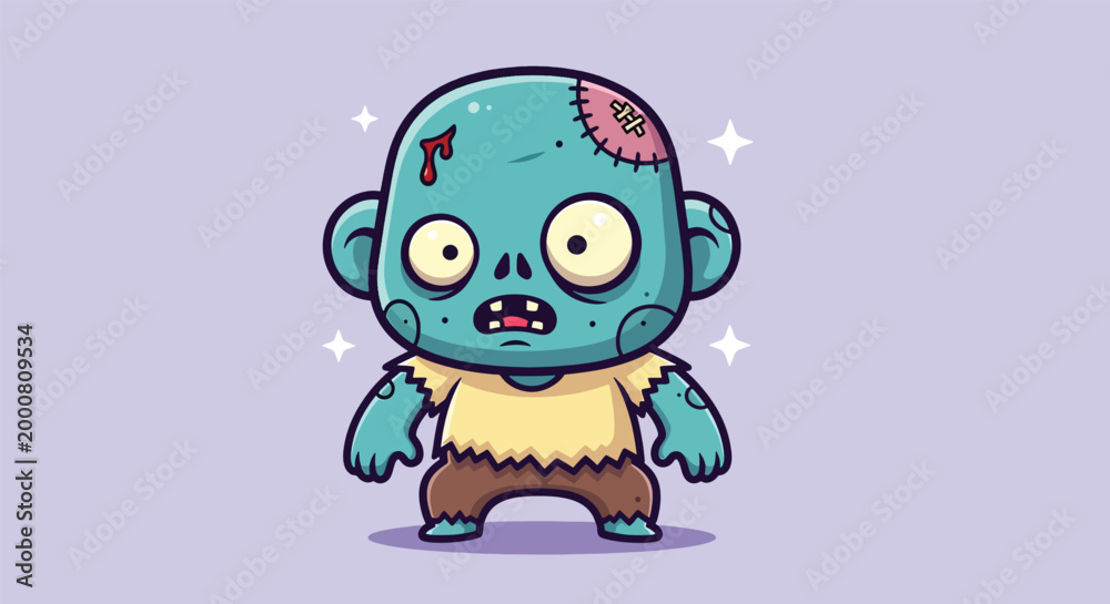 Fototapeta premium Cute Cartoon Zombie Character Illustration.
