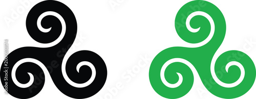 Celtic triskelion triple spiral symbol irish heritage saint patricks day vector icon traditional cultural design