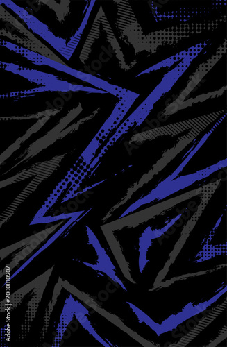 Stylish black and blue jersey background with angular abstract shapes and modern sports aesthetic