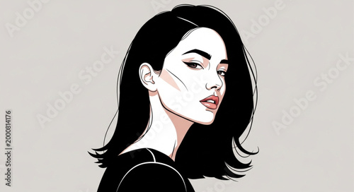 Stylish Woman Portrait Illustration.