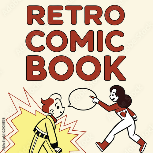 Retro comic book, vintage cartoon characters, comic book style, illustration