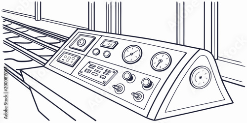 Industrial train signal control board line drawing illustration with illustration transportation machinery industrial technology logistics equipment monitoring engineering infrastructure