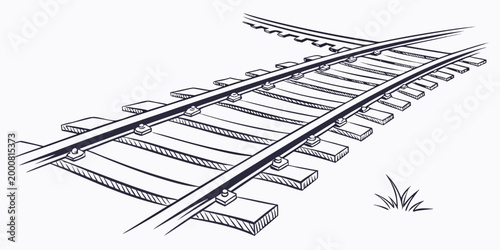 Diverging railway tracks simple line illustration with train tracks rail infrastructure railway track junction rail transport train travel rail network railway system rail logistics