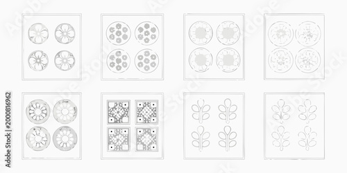 varied floral patterns in monochrome vector style high quality professional detailed modern elegant stylish clean