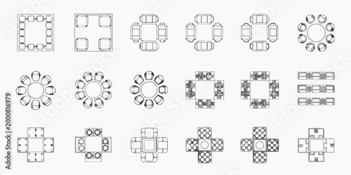 office layout templates with various seating arrangements on white background high quality professional detailed modern