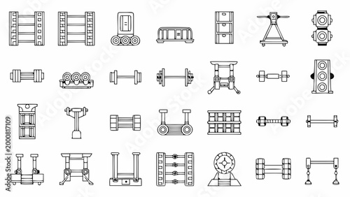 clean line art illustrations of gym equipment on white background high quality professional detailed modern